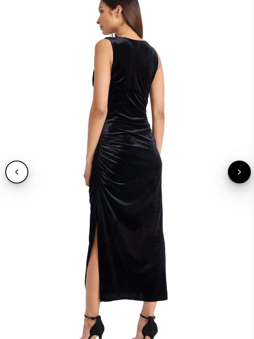 Donna Morgan Black Velvet Ruched Maxi Dress NWT
